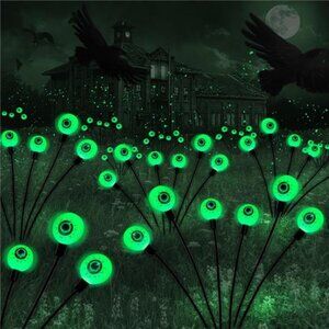 Halloween Decorations Outdoor Solar Scary Eyeball Lights,2PACKS 12LED Green